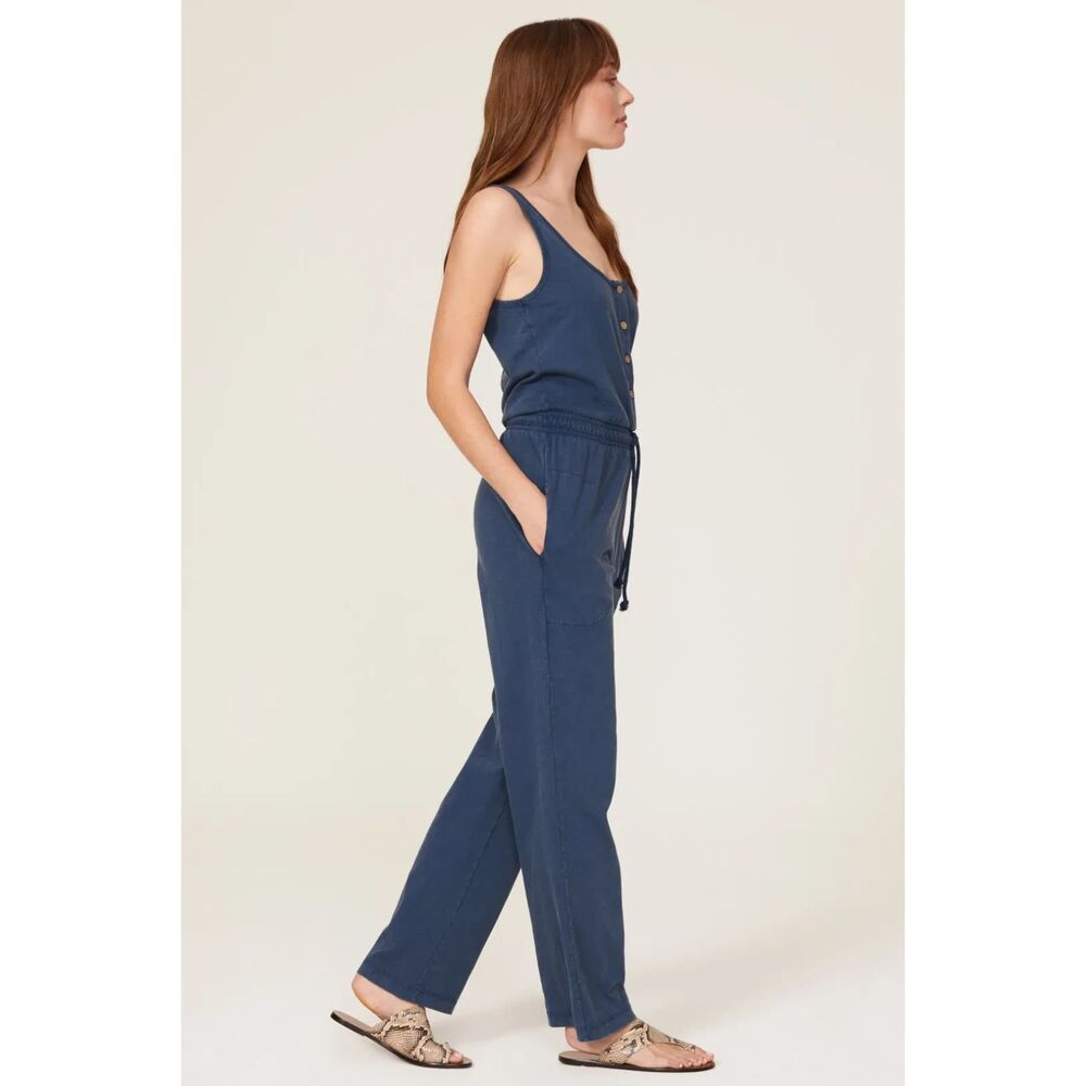 Faherty "Terra" Organic Cotton Jumpsuit in Slate Blue Size M - Picture 3 of 11